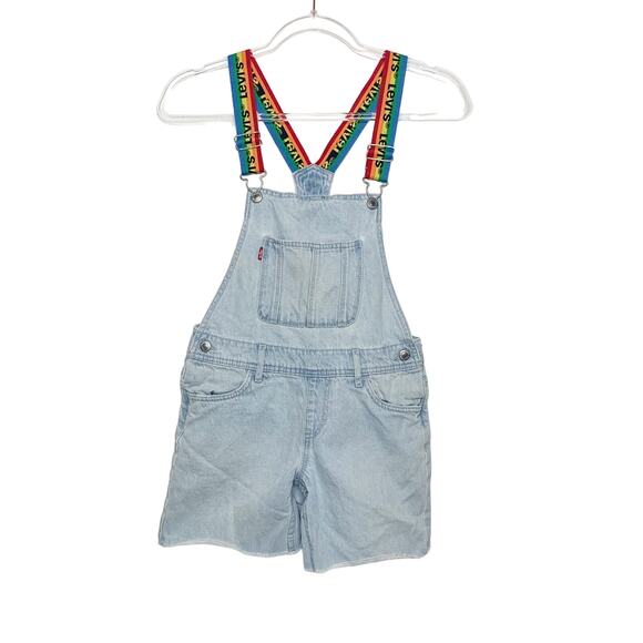 LEVI'S Rainbow Strap Denim Jean Shortall Overalls Light Wash Kids Size 10Regular - Picture 2 of 12